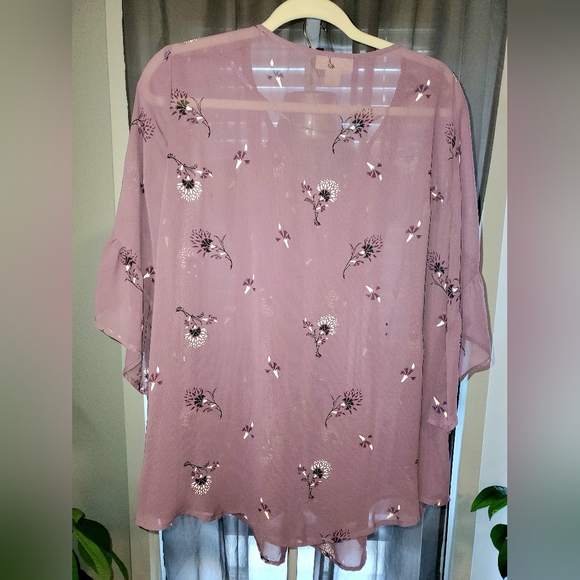 Style & Co Sheer Floral Pintuck Blouse - Picture 4 of 8